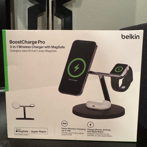 Brand New Belkin Boost Charge Pro 3-in-1 Wireless Charging Stand with MagSafe.